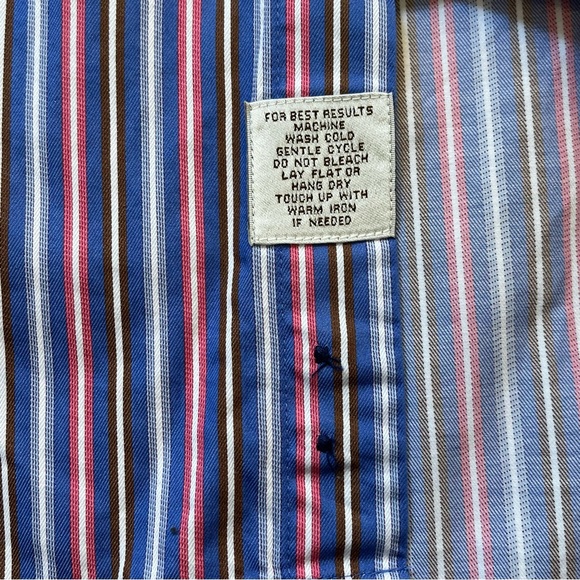 Peter Millar Button Shirt Mens Medium Blue Pink Stripes Business Career Casual - Picture 5 of 11